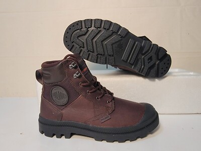 PALLADIUM PAMPA SHIELD CHOCOLATE WP LEATHER 76844-249M UNISEX BOOT SZ: 5/WMN-6.5