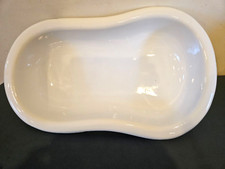 VINTAGE WHITE PORCELAIN ENAMELWARE BABY BATH TUB WASH BASIN UNIQUE SHAPE