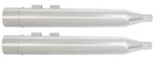 Mid USA 97024 Chrome 4" Barrel Tip Powerhouse Slip On Mufflers 85-16 Harley
