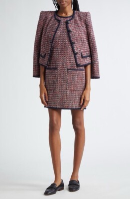VERONICA BEARD Ravenna Ärmellos Metallisch Baumwolle Tweed Mini-Kleid Sz 6
