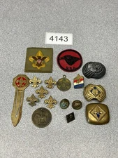 Boy Scout of America BSA Memorabilia Lot Patches Pins Excelsior Shoe Token