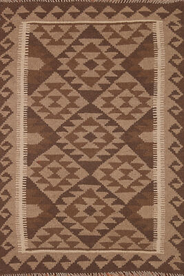 Geometric Kilim Rugs Wool Traditional Kelim Carpets 3x5 ft