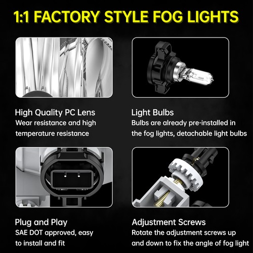 2Pcs Fog Lights Lamps Compatible with Avalanche 2007-2013/ Suburban qijba - Picture 3 of 10