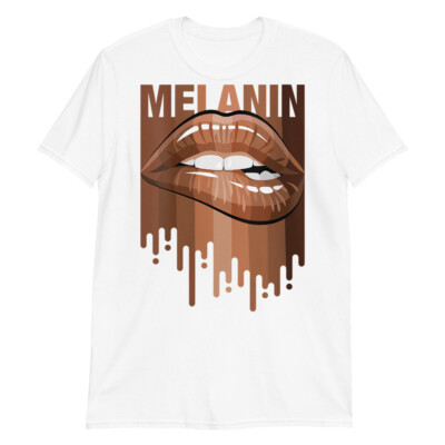 T-shirt Graphique Femme "Mélanine" - Noir, Col V, Neuf Avec étiquettes (Godspeed Print)