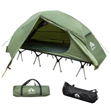 4-in-1 Camping Cot Tent, Foldable Elevated Tent/Set for 1 Person With Rain Cover