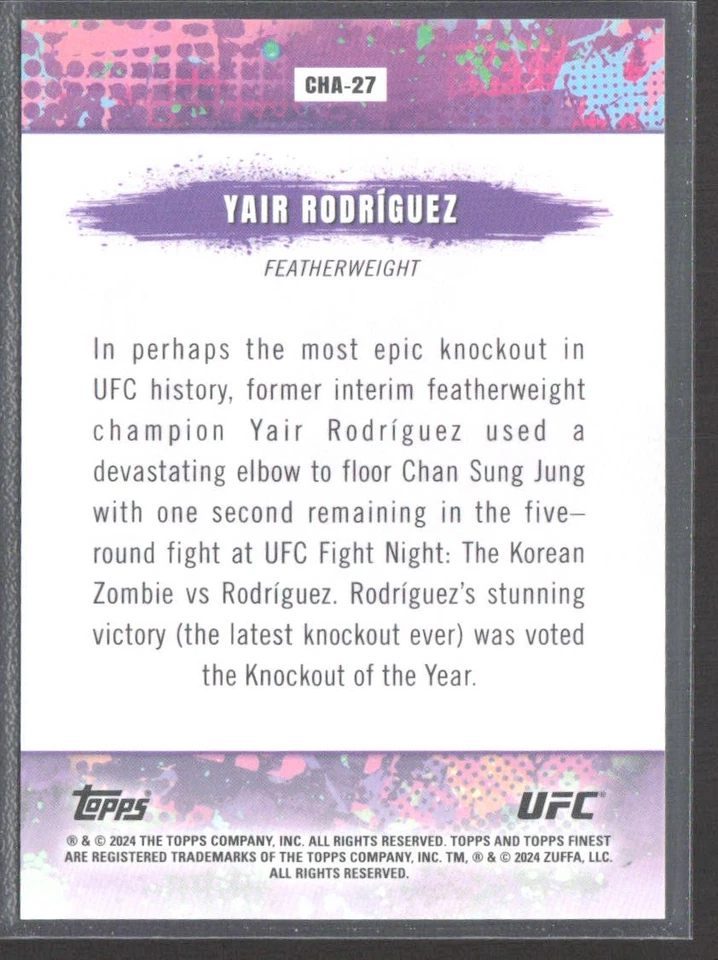 Yair RodrIguez 2024 Topps Finest UFC Chaos Tangerine Glitter #CHA-27 SN /75 - Image 2 of 2