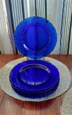 Set di 8 ~ Piatti da portata Duralex France Cobalt Rivage Bormioli Rocco 9" - come nuovi