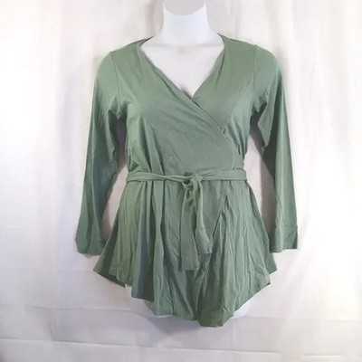 Lunn True Wrap Shirt Women's Size No Size Tag 100% Cotton Pit To Pit 19 Inches