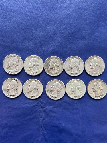 10 - 1957 P&D Washington Quarters  90% Silver