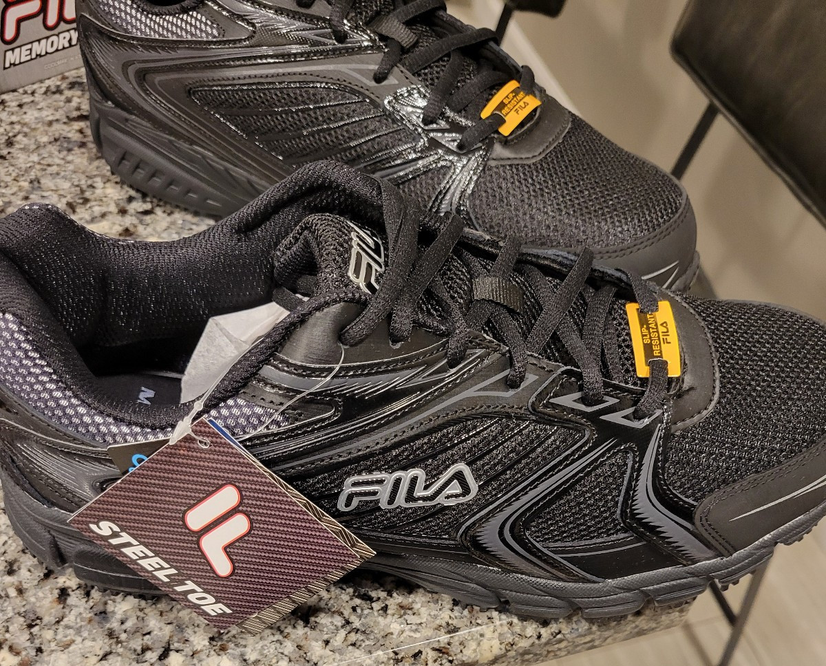 Fila Memory Reckoning 7 Slip Resistant Steel Toe Mens 11.5 Black Athletic Shoes