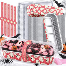 100 Pcs Mini Loaf Pans with Lids Spoons, Ghost