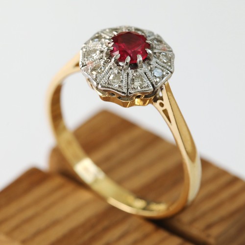 Ruby & Diamond Cluster Ring