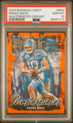 2023 Bowman's Best Drake Maye Masterpieces Orange Rookie Card RC /25 PSA 10 Gem