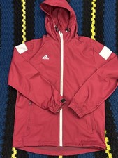 Adidas Vintage Rain Jacket Hooded Full Zip Windbreaker Small Maroon In Color
