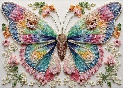 Beaded Rainbow Butterfly Puzzles 1000 Piece Puzzle for Adults, Colorful Butterfl