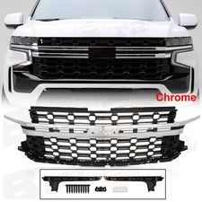 Chrome Gloss Black Front Bumper Hood Grille For 2021-2024 Chevrolt Tahoe Ls