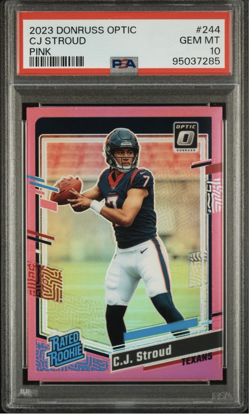 2023 Panini Donruss Optic - Rated Rookie C.J. Stroud #244 Pink Prizm (RC) PSA 10