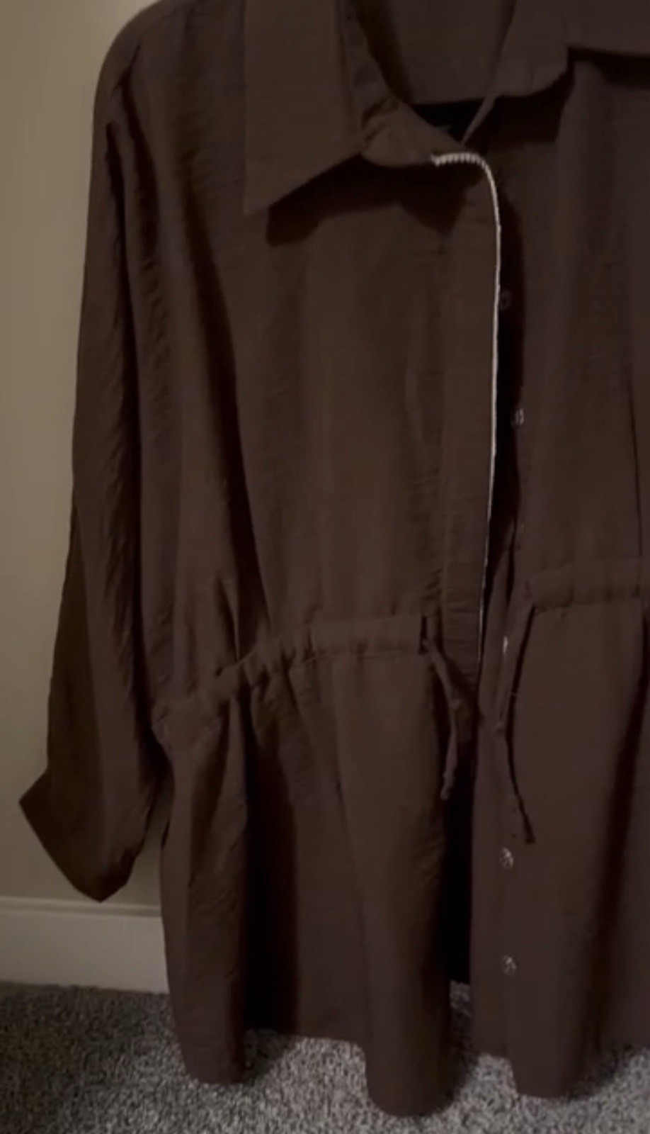 Vikik Brown Collared Button-Down Drawstring Tunic… - image 5