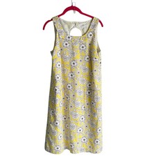 ANN TAYLOR Midi Yellow Floral Sleeveless Ladies Sheath Dress with Pockets, 6