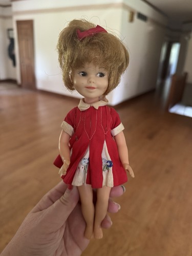 Vintage Penny Brite Doll 8" w/Original Red Dress