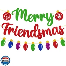Merry Friendsmas Banner Colorful Light Bulb Banner Good Friends C