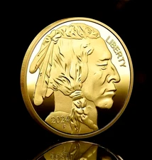2024 AMERICAN BUFFALO 24K GOLD LAYERED COIN IN CAPSULE BU