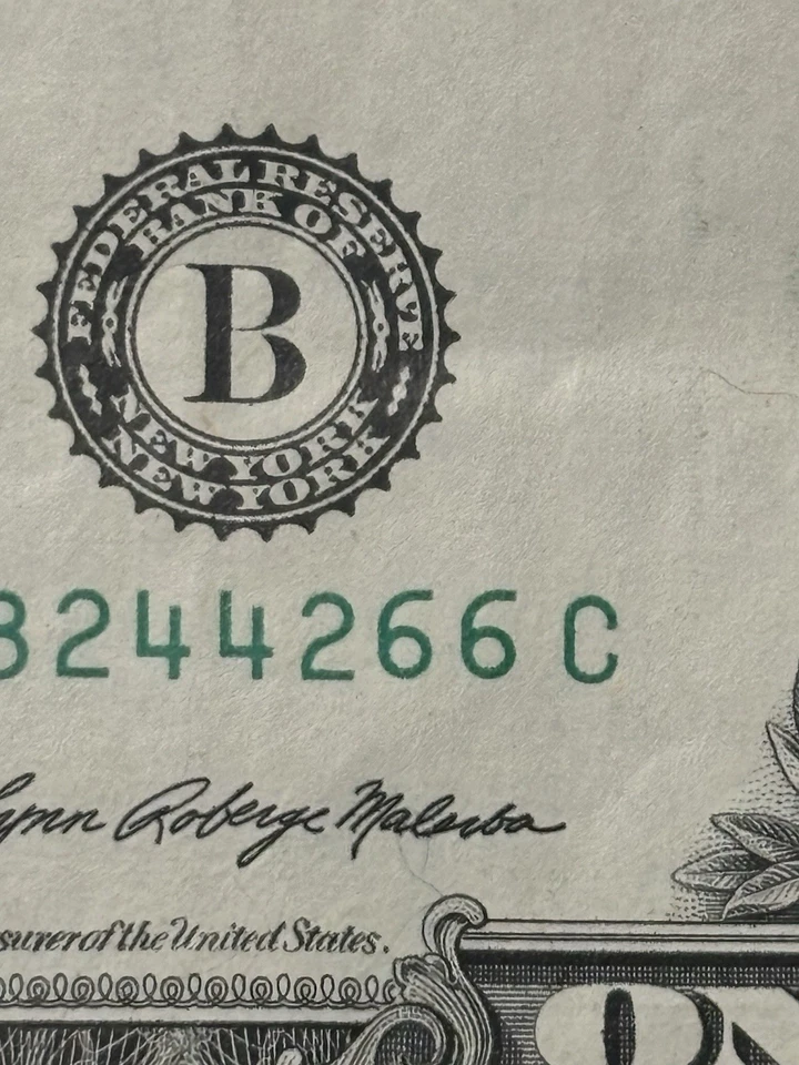 2021 New York $1 Bill All Even Numbers Stuck Digit High 66 Gas Pump Error Note - Image 2 of 4