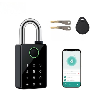 Heavy Duty Fingerprint Padlock with Key Backup, Waterproof Outdoor Smart Comb...