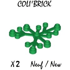 lego 2417 - 2 x Branch Leaves / Plant Leaves Veget 6x5 - Green / Green - NEW