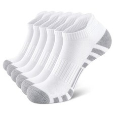 Athletic Running Ankle Cotton Socks, Low Cut Cushioned 6-9 Cotton White