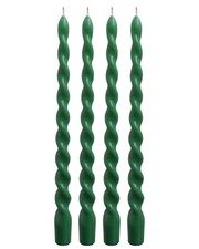 4 PCS 12 Inch Spiral Taper Candles Dark Green Unscented Smokeless Table