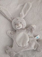 Doudou Marionnette lapin Marron chiné Rond Blanc TEX BABY etat neuf