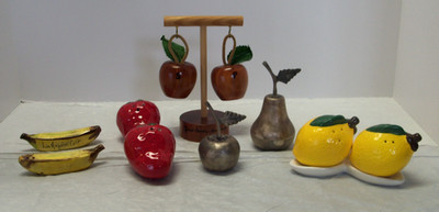 Fruit-shaped salt & pepper shakers, some vintage, 5 pair