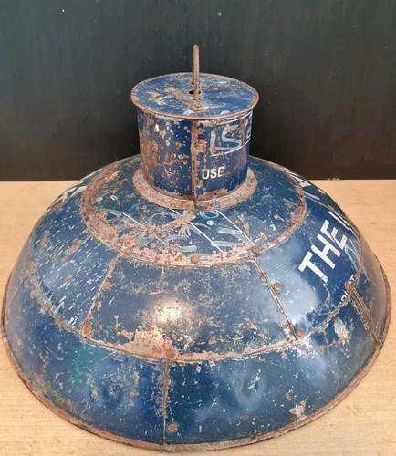 VINTAGE INDUSTRIAL LAMP SHADE INDIAN SCRATCH BUILT FROM SCRAP 15" - Picture 16 of 20