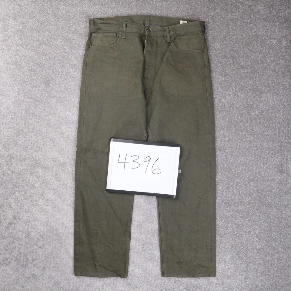 Levi's 501 белый дуб конус джинсовой ткани прямые штанины джинсы середины подъема оливковый зеленый W36xL30 - Изображение 2 из 4