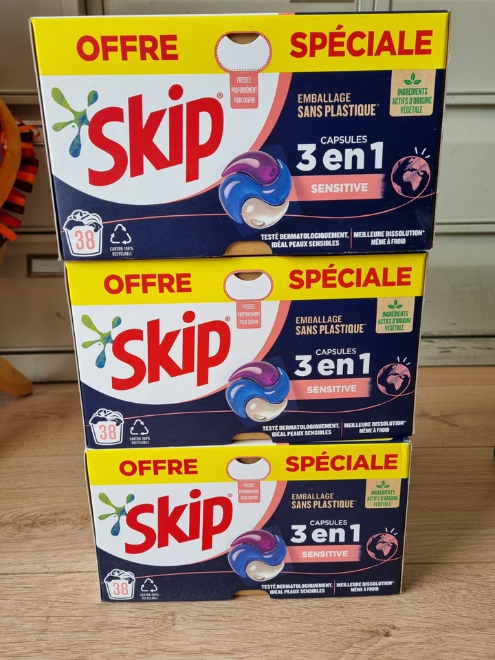 boites de Lessive SKIP sensitive 38 Capsules