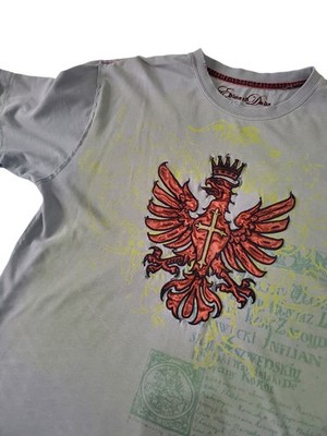 Edward Dada Distressed Red Phoenix Olive Green Men's Shirt