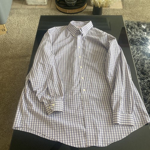Chemise habillée Brooks Brothers régulière sans fer bleu foncé rouge à carreaux 18-6/7 homme XXL - Photo 1/6