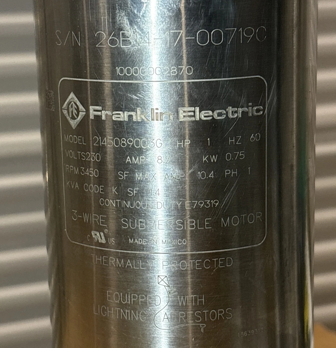 2145089003G Franklin HP1 Submersible Water Well Motor 230V,3 Wire photo 3
