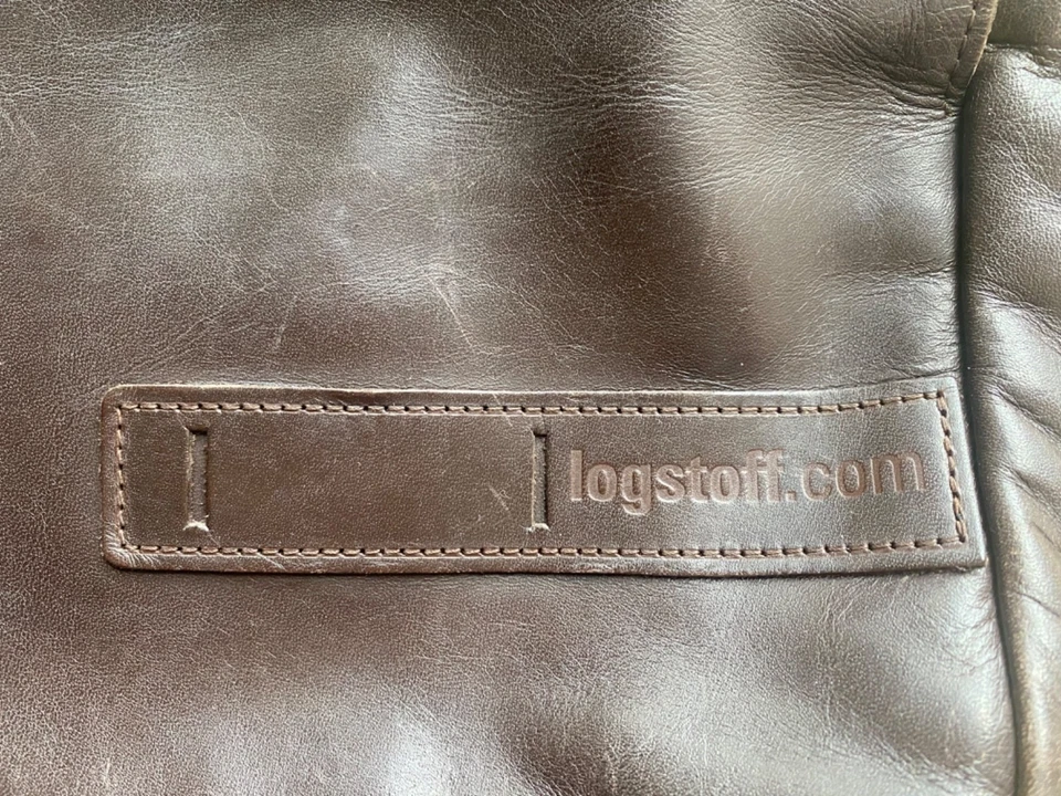 LOGSTOFF Messenger Ledertasche braun / grün – gebraucht – 35 x 26 x 8 cm - Bild 3 von 4