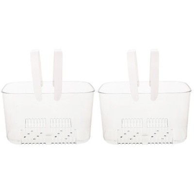  2pcs Transparenter Speicherkorb mit tragbarem Badkorb Fruchtkorb Abflussbarer