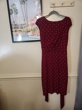 Lauren By Ralph Lauren Womens Burgandy Polka Dot Dress Size 14