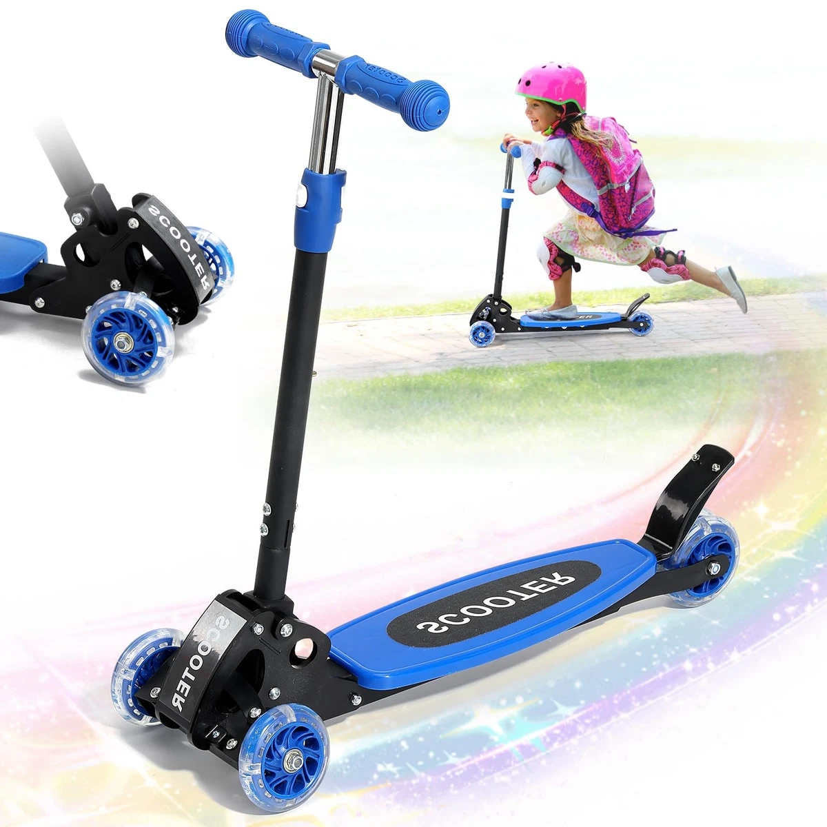 Patinete Infantil SEJOY Con Ruedas LED - Para Niños De 3 A 12 Años, Plegable Y Resistente