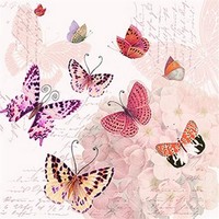 20 Servietten Butterfly Romance Schmetterlinge Natur Schrift Tischdeko 33X33Cm