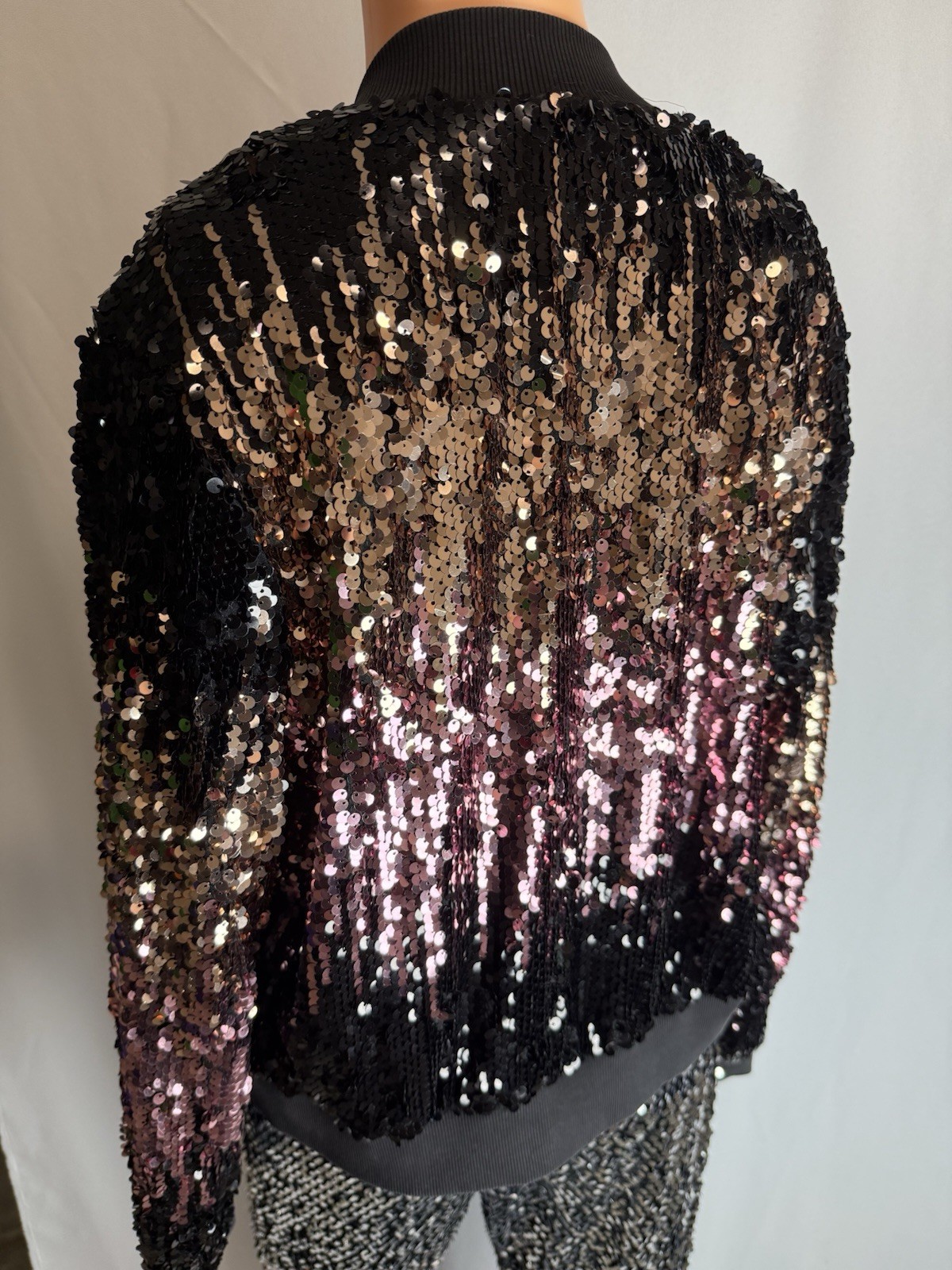 Route 21 gradient sequin lined  bomber jacket par… - image 2