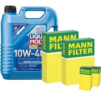 Mann-Filter Filtersatz + 5L Liqui Moly 10W40 ÖL FüR Opel Astra F 1.4 - 2.0