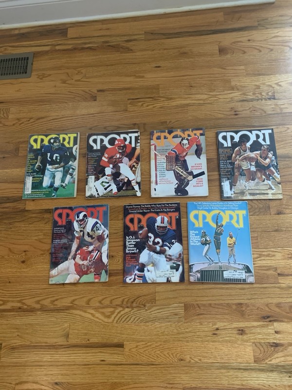 Lot of 7 Vintage Sport Magazines 1972, 1973 & 1974: Tarkenton, OJ Simpson, Wilt