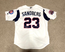 2009 RYNE SANDBERG CHICAGO CUBS GAME WORN USED SIGNED JERSEY 3X LOA /COA MEARS