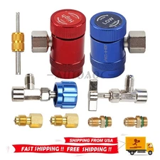 R1234YF Car A/C Quick Coupler Adapter Set with Self-Sealing & Puncture Can Tap