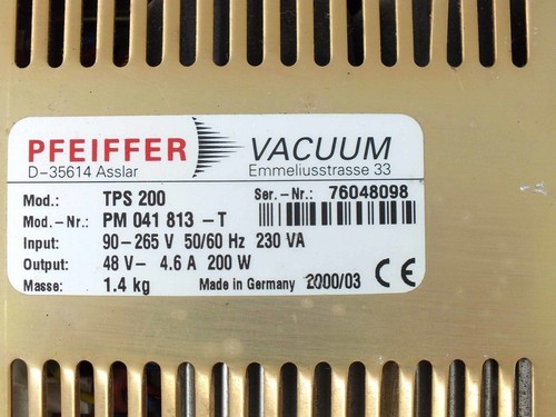 Pfeiffer THM 261 Vacuum Turbo Pump with TPS 200 Power Supply "AS - IS" no EDU - Picture 8 of 8